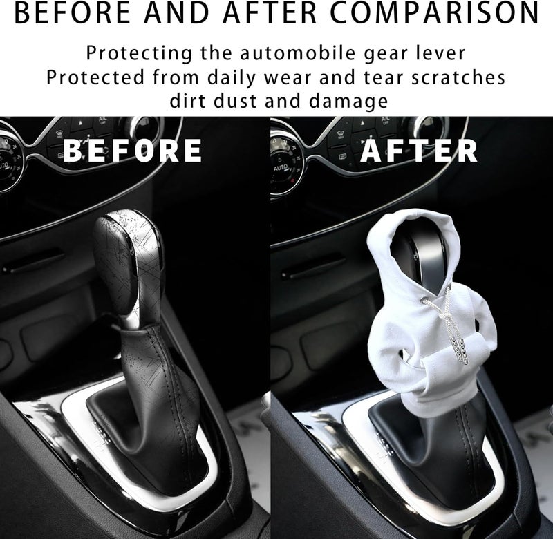 vvag Gear Shift Hoodie,Universal Shift Knob Hoodie, 4.7 Inch Car Shifter Stick Protector Decoration, Funny Hoodie Car Gear Shift Cover, Auto Interior Accessories Shifter Hoodie (White) - Image 3